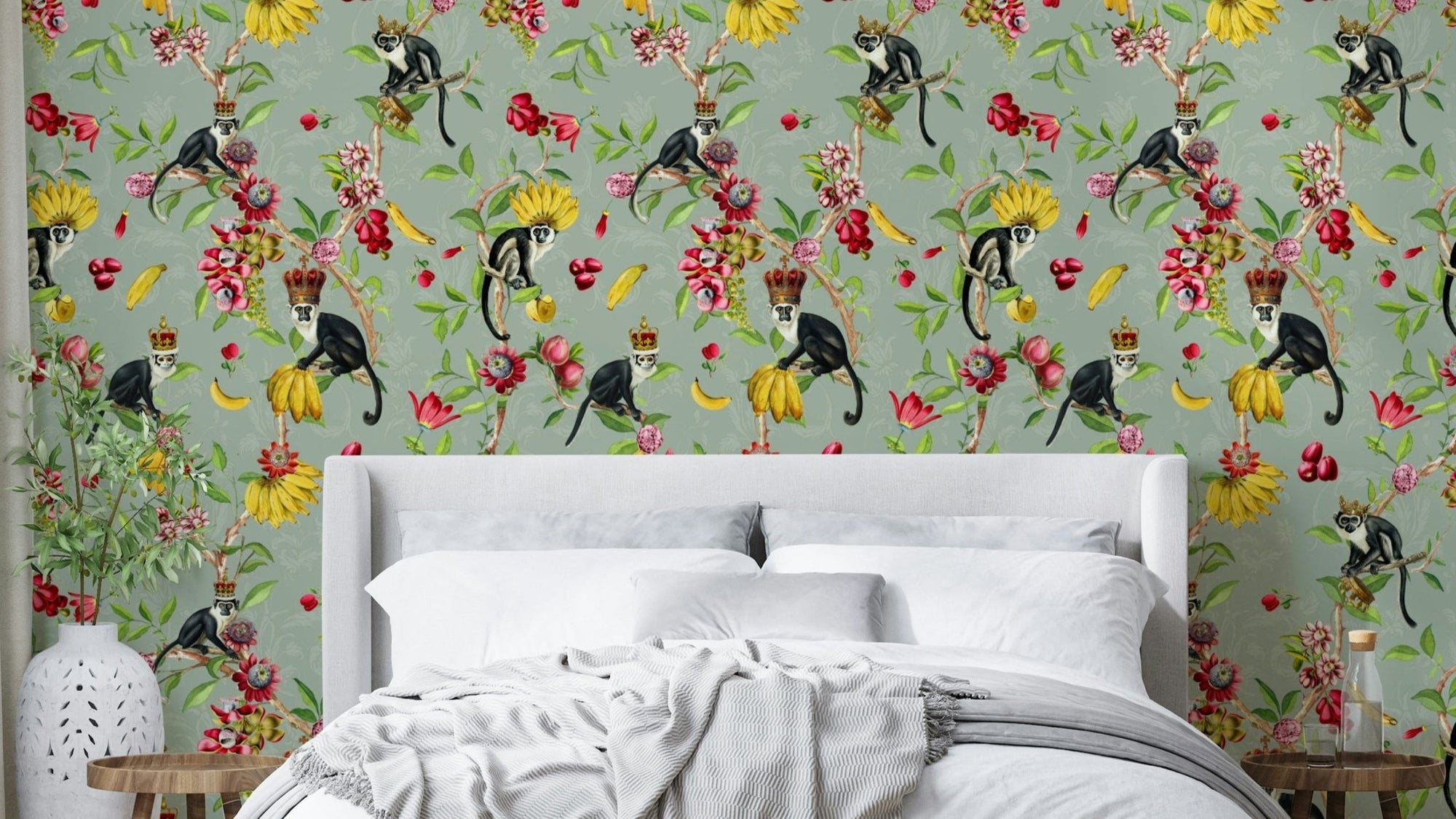 Bright butterflies in tropical garden mural, GD1425