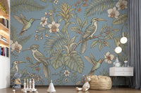 Airy botanical styling marks Exotic Serenity Botanical Aviary wall mural, GD9427