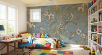 Soft birds and foliage shape Exotic Serenity Botanical Aviary wall mural, GD9427