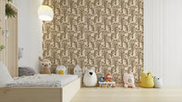 An artistic lush foliage mural on minimalist wallpaper.

