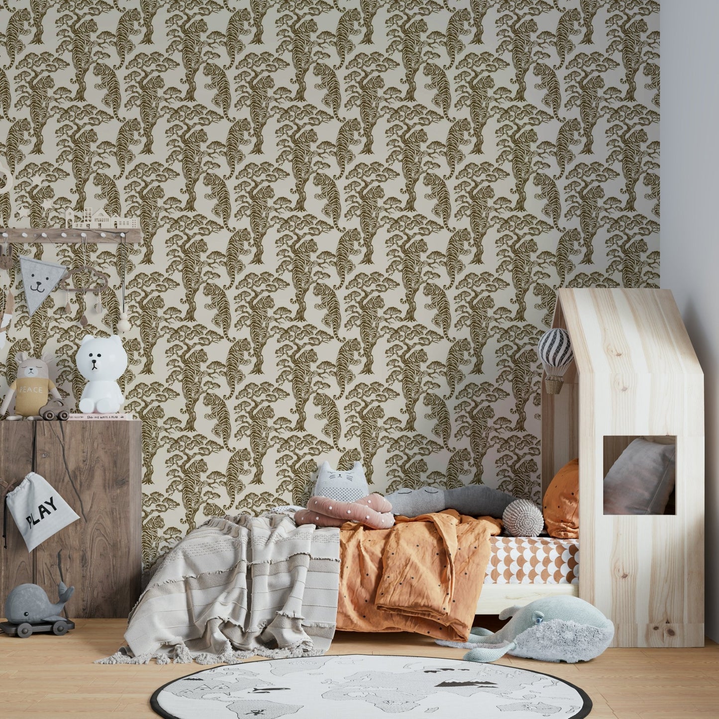 A beautiful tropical foliage wall mural for a living room.

