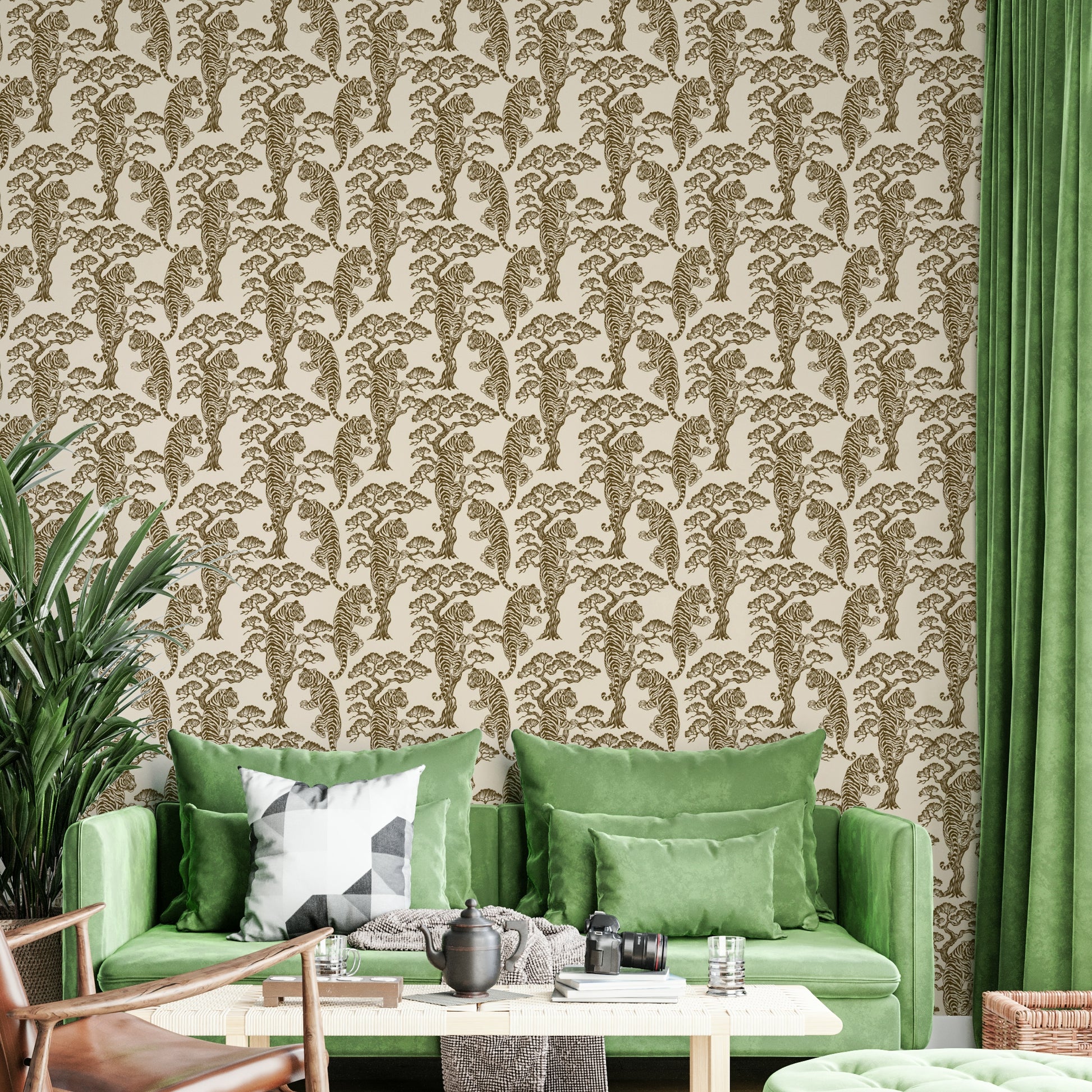 A classic tiger stripe wallpaper for walls with a wild theme.

