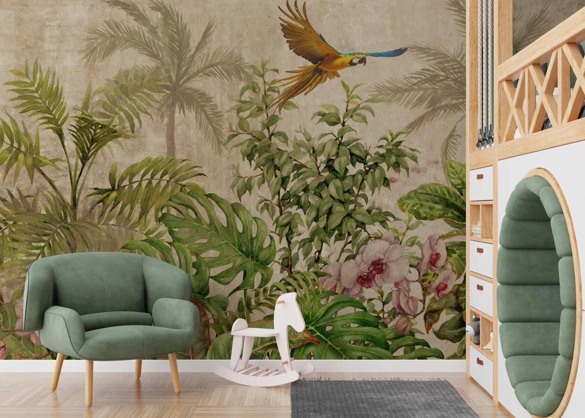 Flying Bird on Tropical Jungle Wallpaper A497
