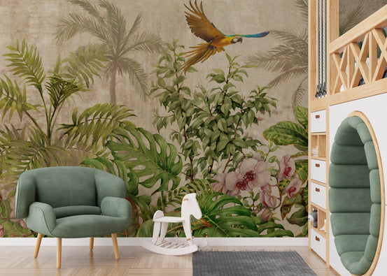 Flying Bird on Tropical Jungle Wallpaper A497
