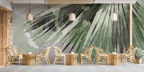 Exotic tropical leaf wallpaper design., B410
