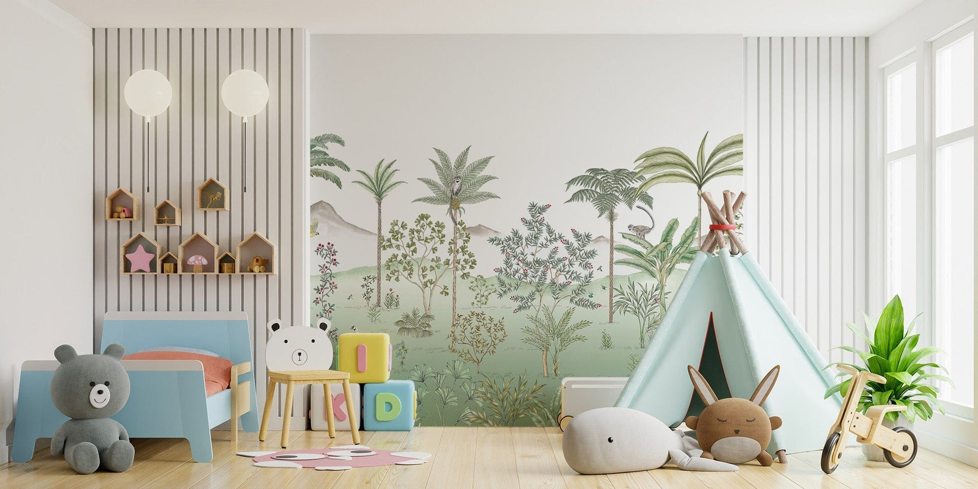 Exotic tropical foliage wallpaper mural art