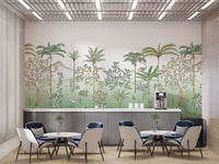 Tropical jungle-themed wall art mural