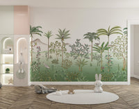 Lush exotic tropical wall mural design