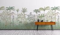 Colorful tropical flora and fauna mural