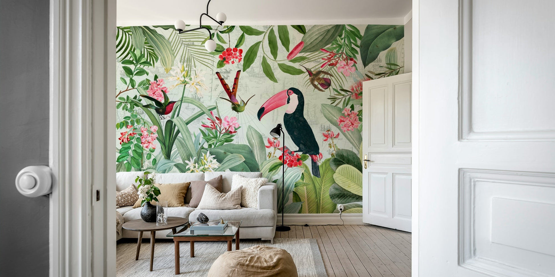 Lush Eden jungle mural with a vintage twist
