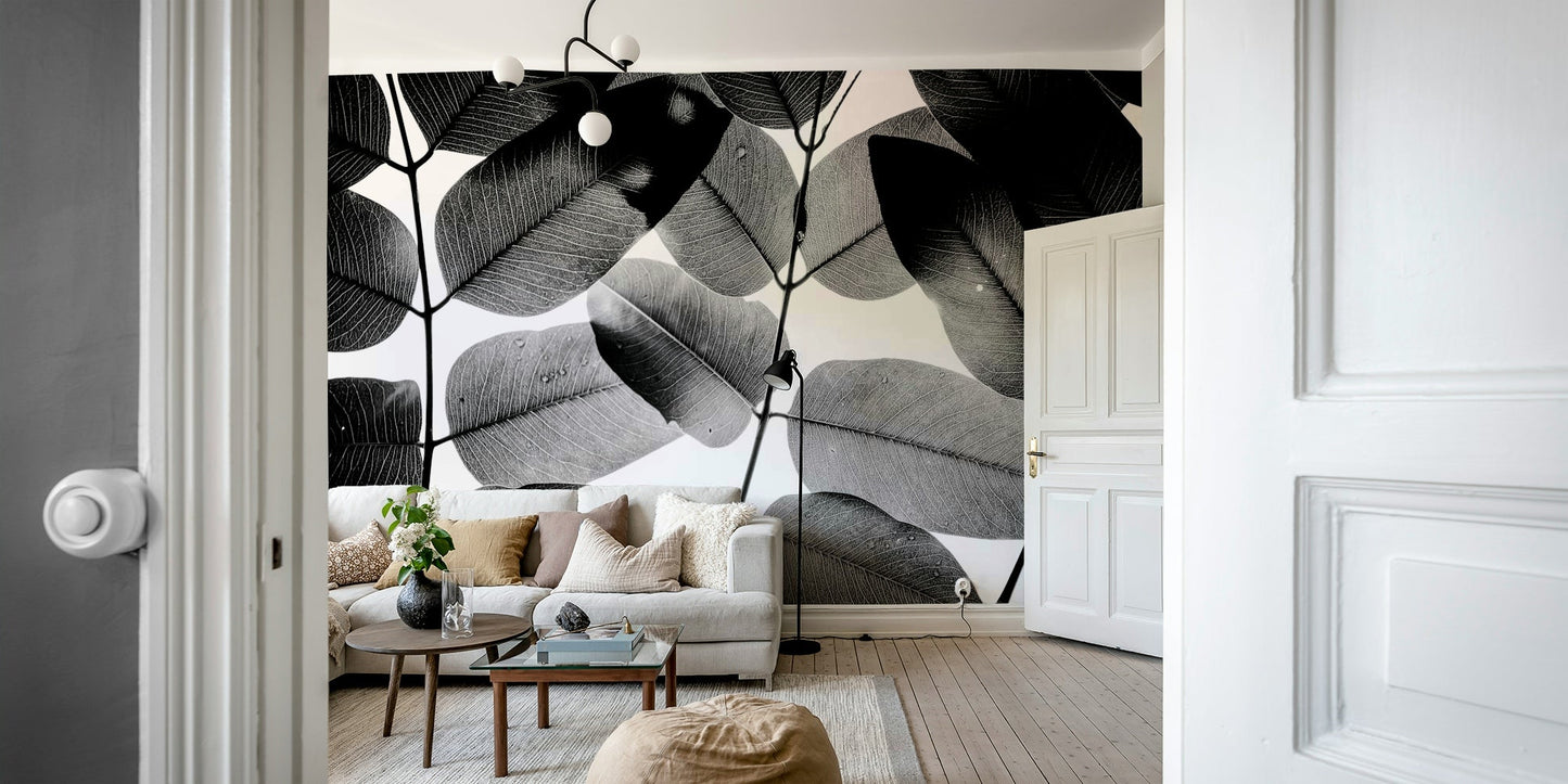 Mirrored botanical arrangement on Experiments with Leaves II Wall Mural GD4899
