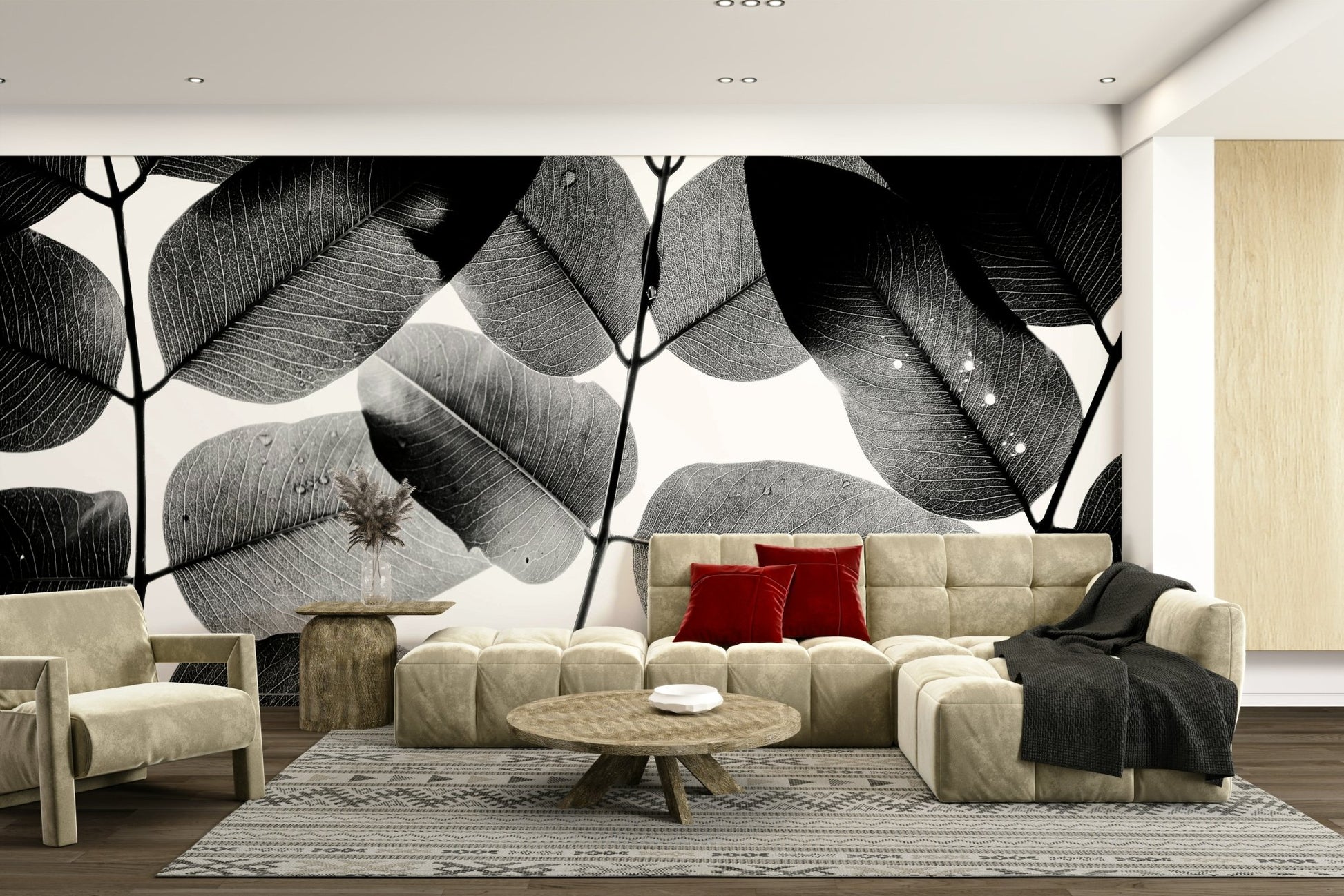 Experiments with Leaves II Wall Mural with backlit monochrome foliage GD4899
