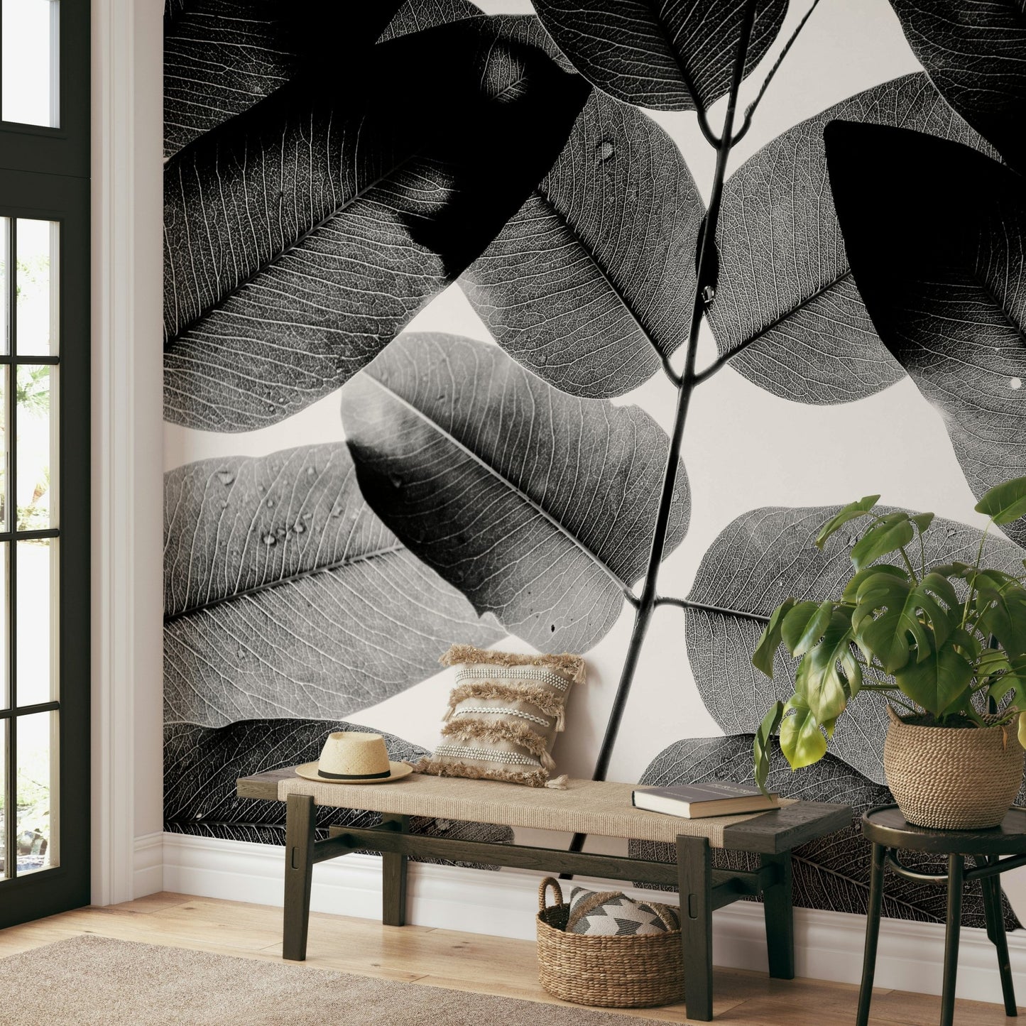 Slender stems branch into paired foliage on Experiments with Leaves II Wall Mural GD4899
