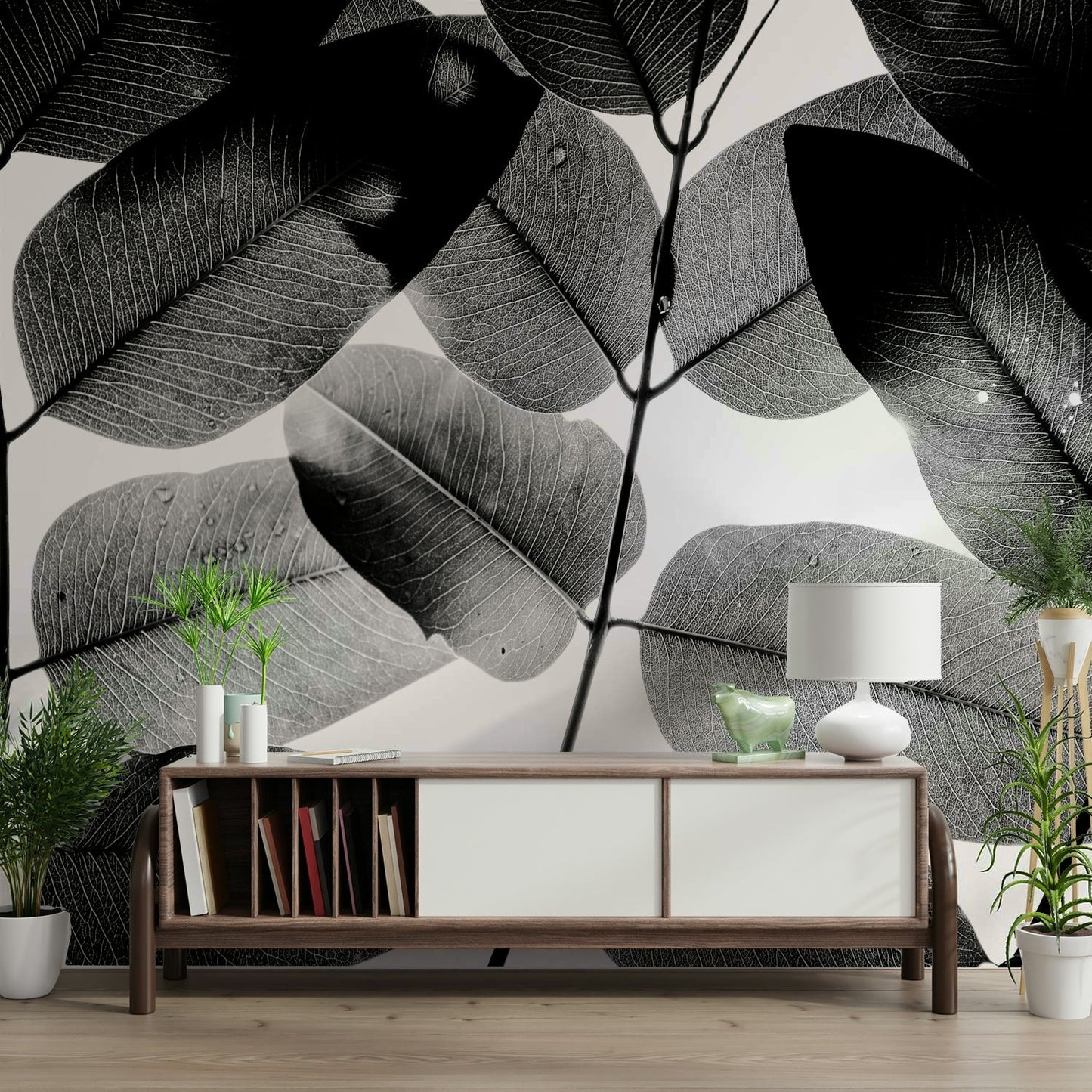 Backlit leaves in crisp monochrome, Experiments with Leaves Wall Mural GD4899
