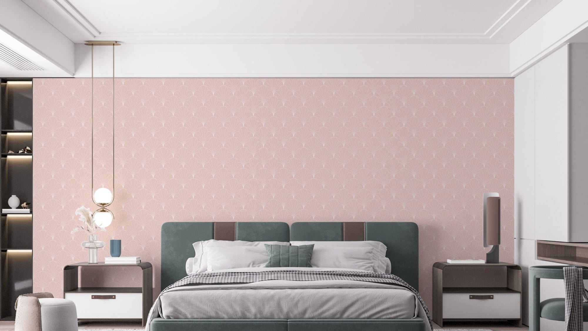 Geometric pink art deco peel-and-stick B019