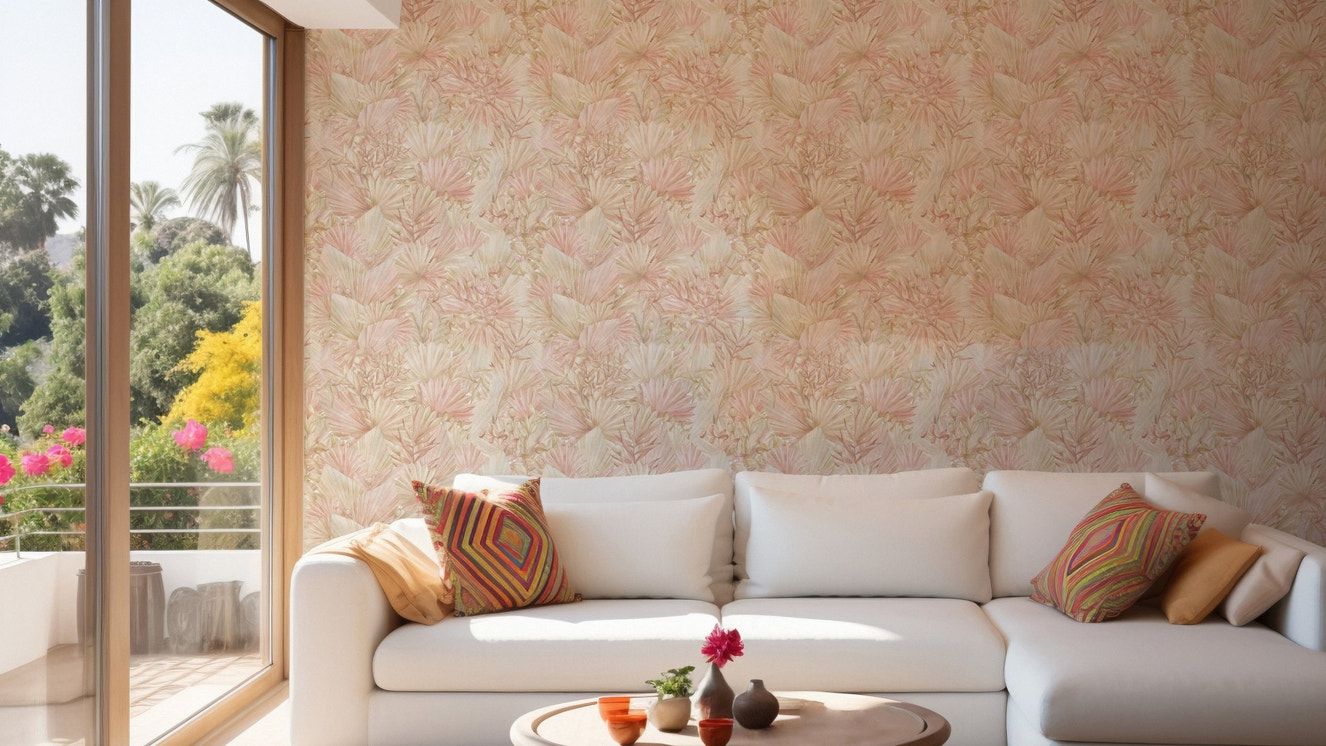 Elegant dry palm leaves wallpaper art