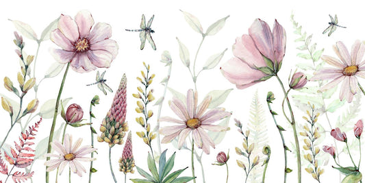 pink floral cascade wall murals