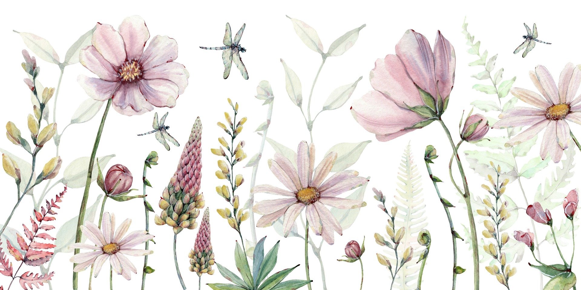 pink floral cascade wall murals
