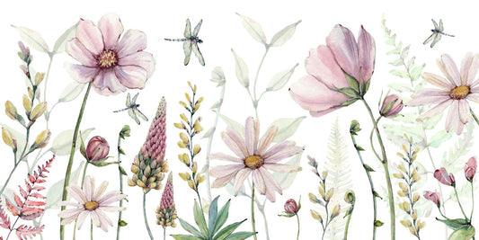 pink floral cascade wall murals