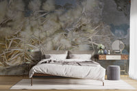 Facinating White Reed Artistic Wallpaper Mural - Giffywalls