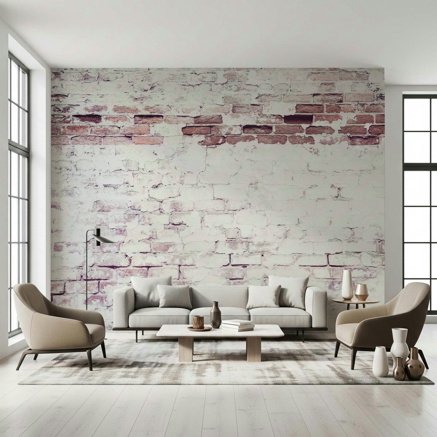 Vintage-style bedroom wall with the textured Faded Heritage peel and stick mural., GD6120