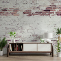Rustic feature wall achieved with the Faded Heritage Brickwork wallpaper mural in a den., GD6120