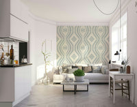 Decorative wallpaper in faded arona blue shade

