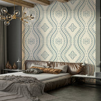 Faded damask pattern in light arona blue hue

