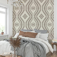 Bright wallpaper in earthy coffee quartz shades


