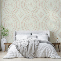 Soft neutral damask pattern in cream tan finish


