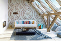 Neutral-toned damask wallpaper with faded effect, GD1751