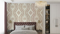 Mocha mousse damask wall covering with soft curves, GD1751