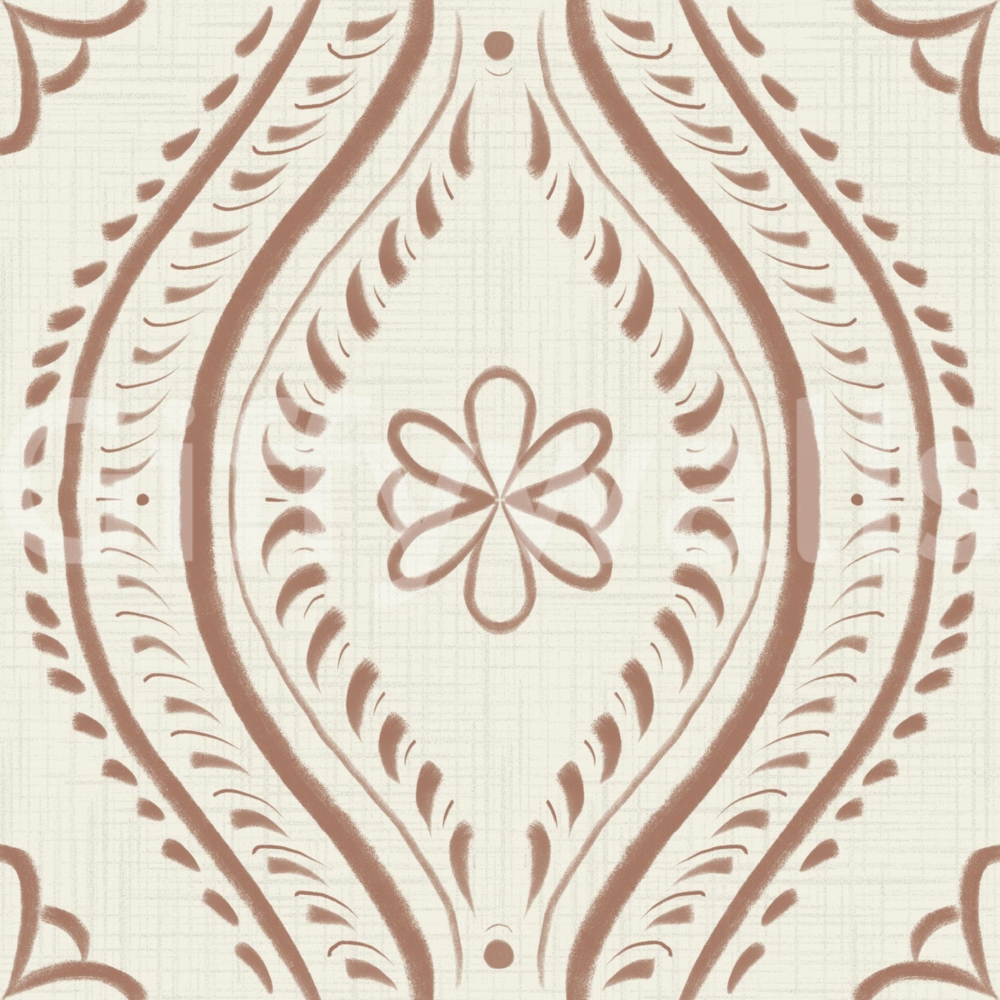 Decorative ogee wallpaper in a smooth mocha palette, GD1751