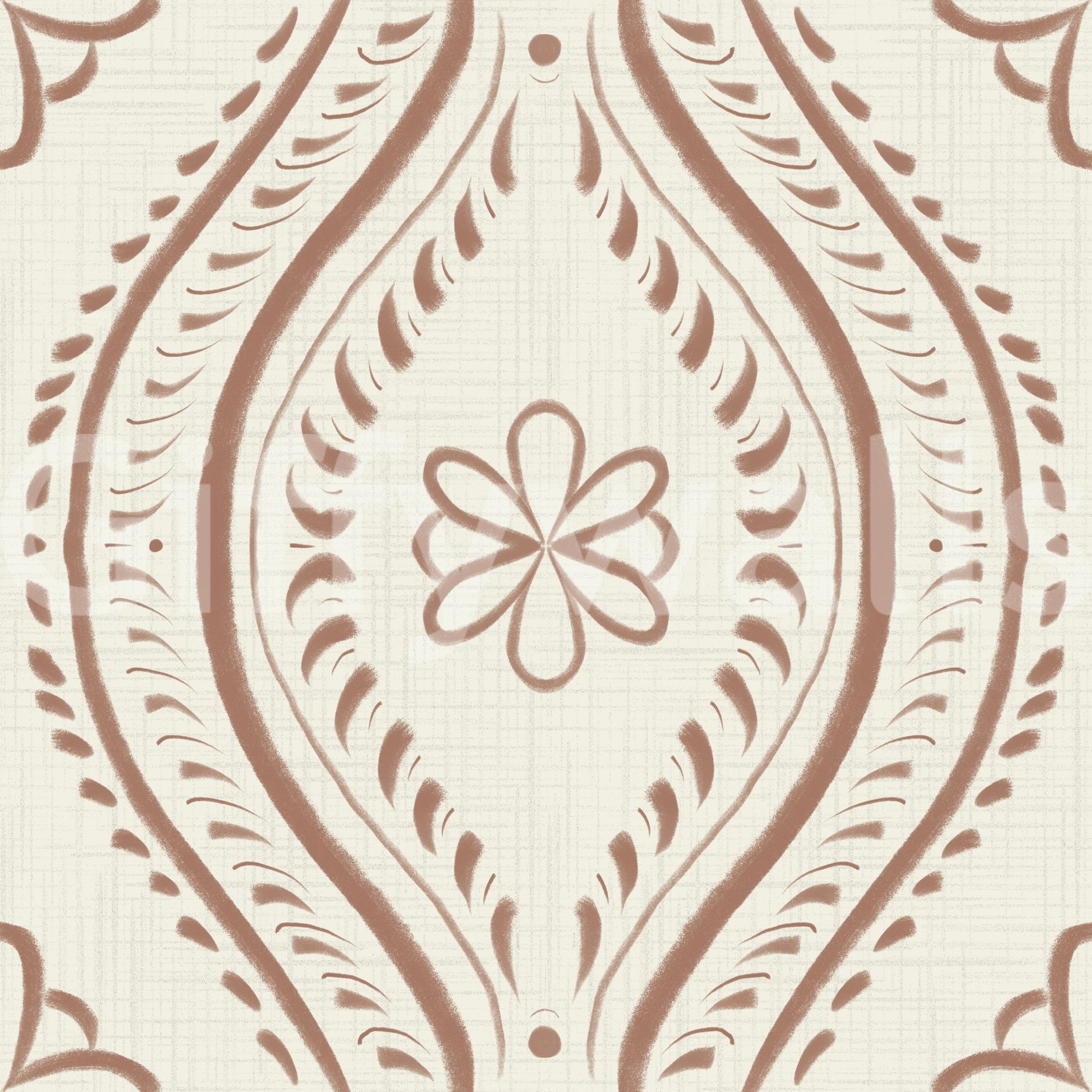 Decorative ogee wallpaper in a smooth mocha palette, GD1751
