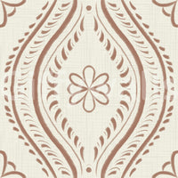 Decorative ogee wallpaper in a smooth mocha palette, GD1751