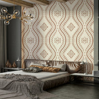 Mocha mousse wallpaper with vintage ogee design

