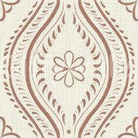 Decorative ogee wallpaper in a smooth mocha palette

