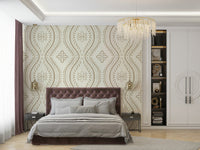 Bright-toned damask wallpaper with vintage appeal

