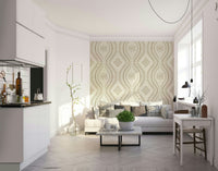 Warm and natural wallpaper with ogee detailing

