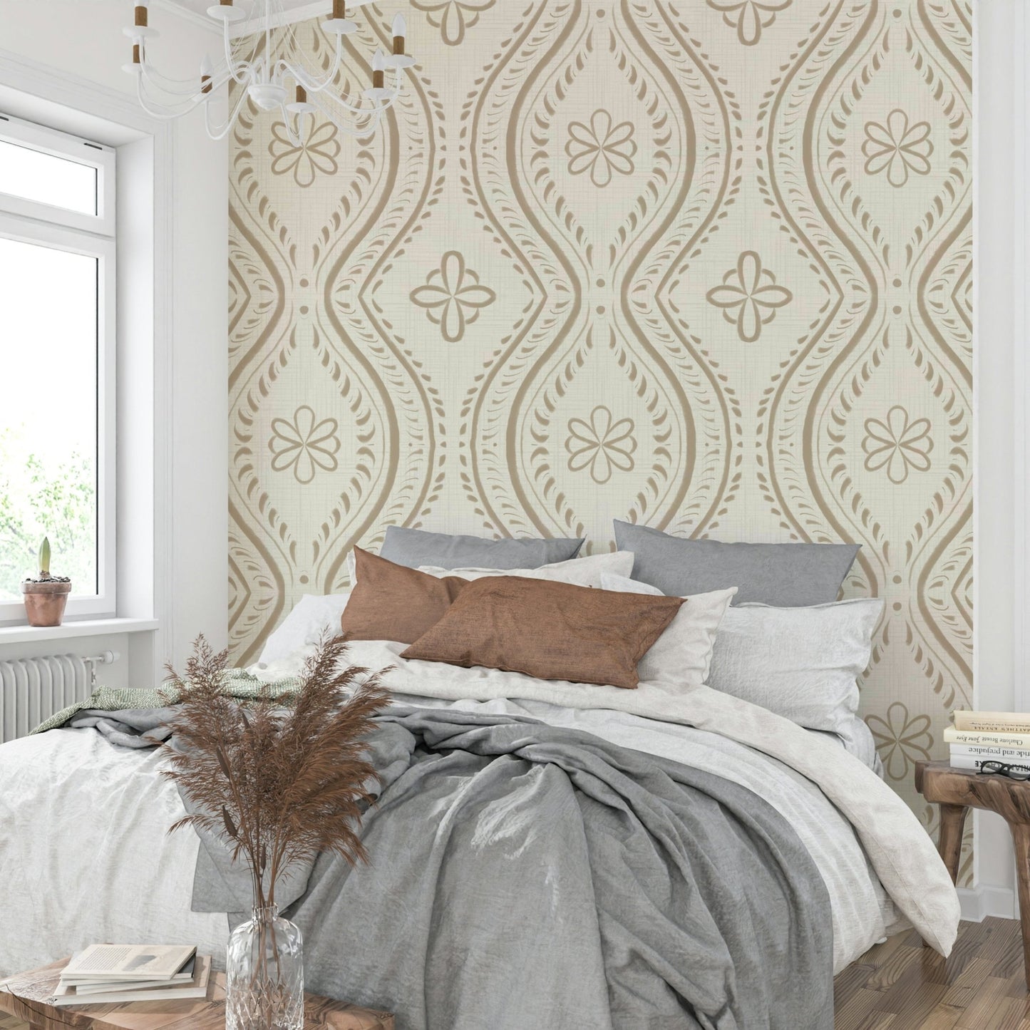 Nature-inspired damask pattern in safari color palette

