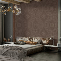 Faded damask print in rich coffee quartz shade

