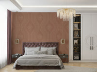 Subtle Mocha Mousse Ogee Damask wallpaper for interiors

