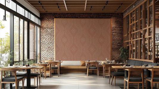 Faded Ogee Damask in Mocha Mousse for walls

