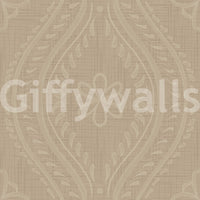 Neutral Faded Ogee Damask wallpaper for safari rooms.

