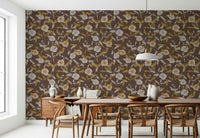 Faded Tropical Floral Antique wall covering, exquisite details.