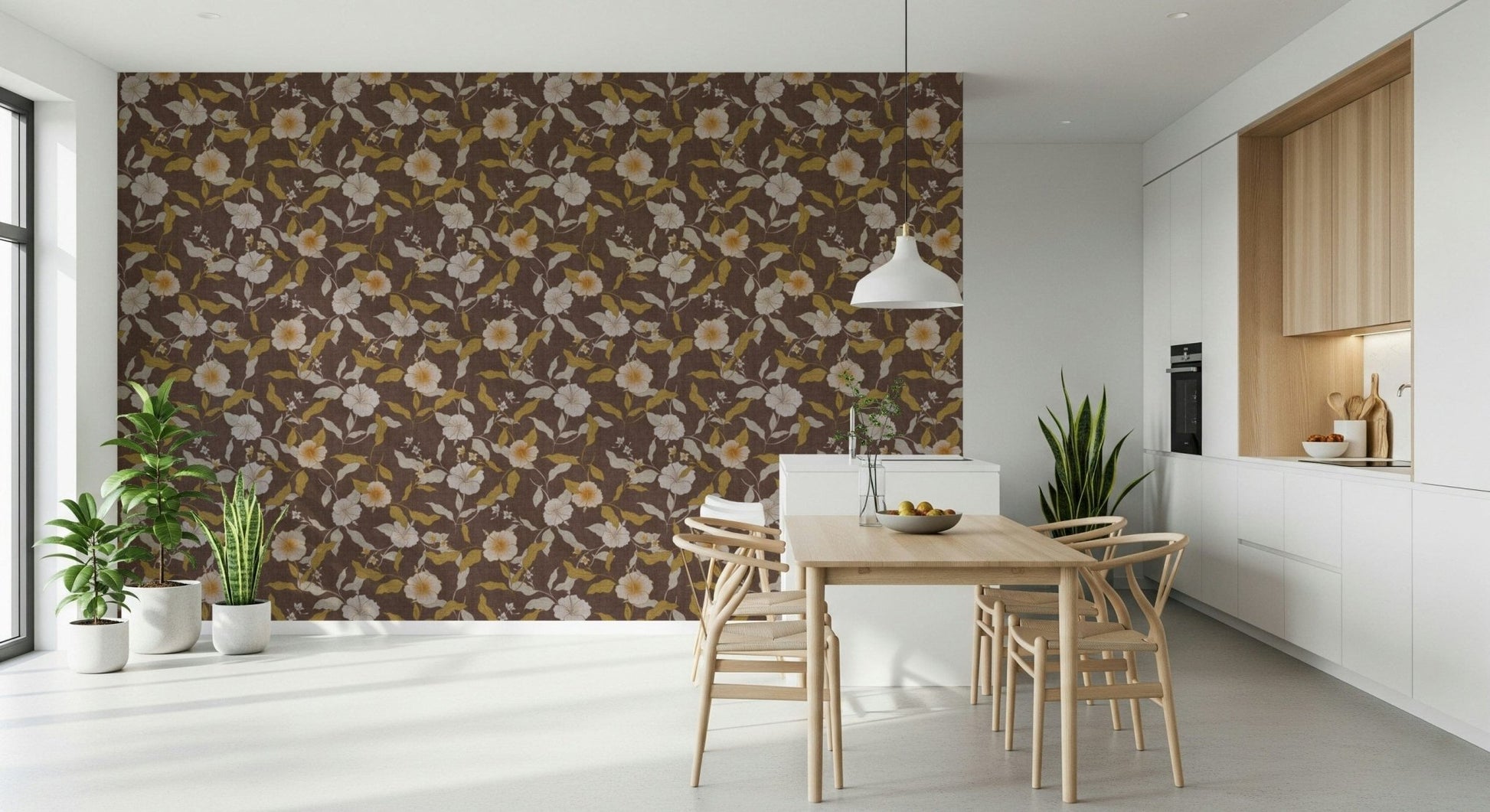 Vintage look Faded Tropical Floral Antique wallpaper accent piece.