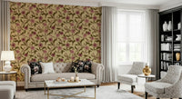 Wall mural Faded Tropical Floral Heritage: Elegant dusty pink florals, heritage style.