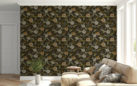 Layered faded blossoms give depth to Faded Tropical Floral Wallpaper pattern.