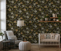 Soft textured paper look of Faded Tropical Floral Wallpaper unique print.