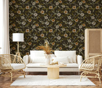 Dark moody floral pattern of Faded Tropical Floral Wallpaper.